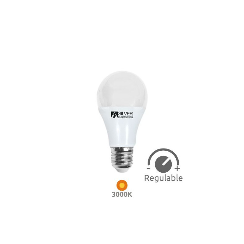 Bombilla Estándar LED E27 REGULABLE 8w 3000K 630Lm 220V PREMIUM SILVER C1