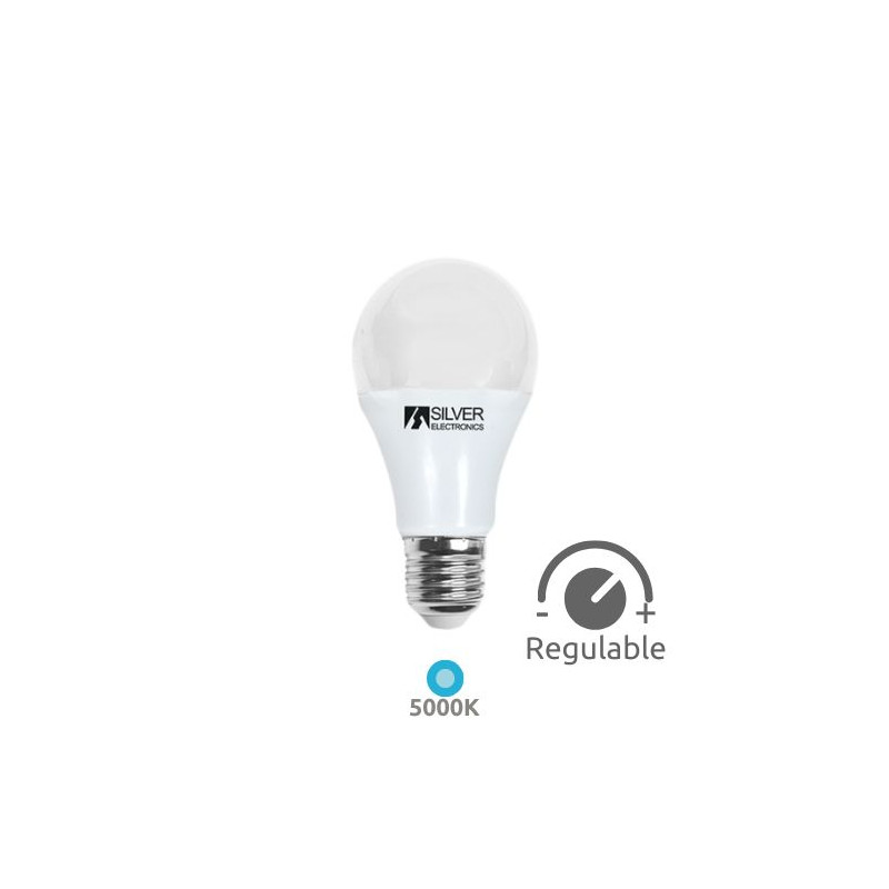 Bombilla Estándar LED E27 REGULABLE 8w 5000K 630Lm 220V PREMIUM SILVER C1