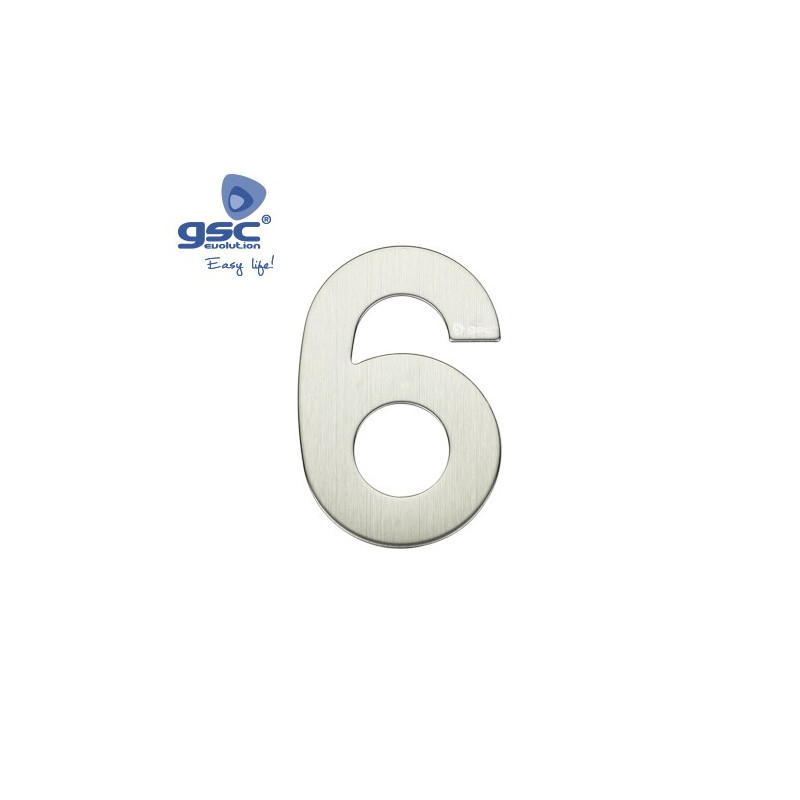 Numero puerta 6 acero inoxidable con adhesivos GSC C50/500