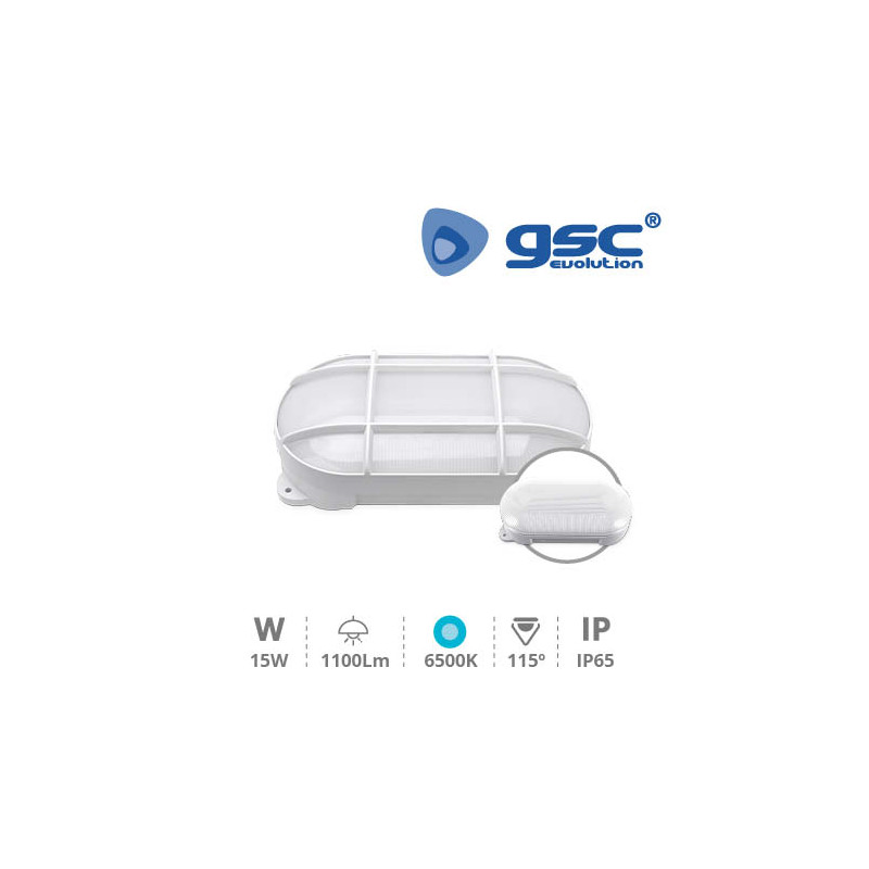 Aplique de pared LED 15w 6000K 1100Lm Ovalado Blanco CERCIS IP65 GSC