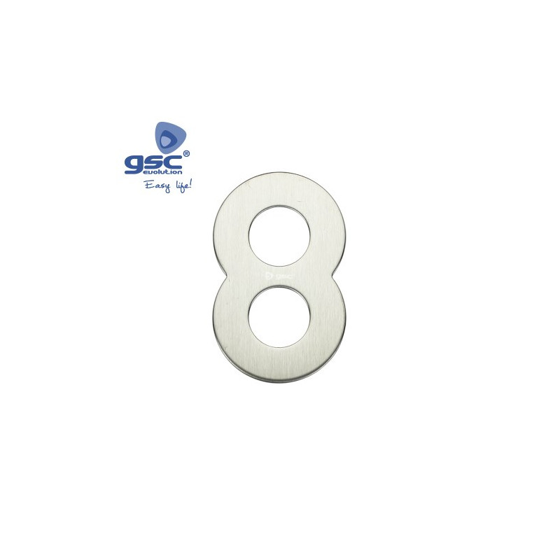 Numero puerta 8 acero inoxidable con adhesivos GSC C50/500