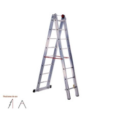 Escalera ALUMINIO trasformable 2 tramos 14+14 peldaños 4,10m plegada 7,15m extendida  EURO SVELT