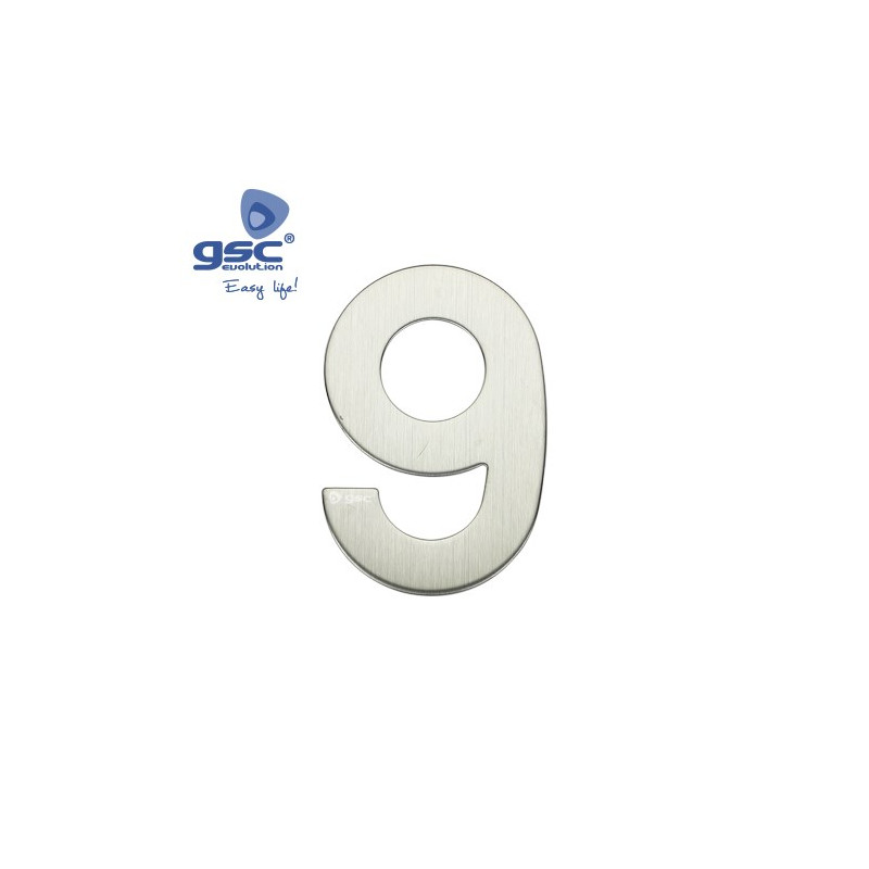 Numero puerta 9 acero inoxidable con adhesivos GSC C50/500