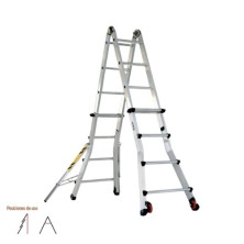 Escalera ALUMINIO telescópica 8 peldaños estabilizador 1,25m, 3,55m extendida ESCALISIMA SVELT