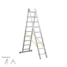 Escalera ALUMINIO transformable 2 tramos 13 peldaños 3,76m de altura 6,30m extendida ECO LÍNEA SVELT