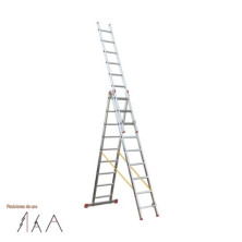 Escalera ALUMINIO transformable 3 tramos 7 peldaños 2,08m de altura 4,32m extendida ECO LÍNEA SVELT