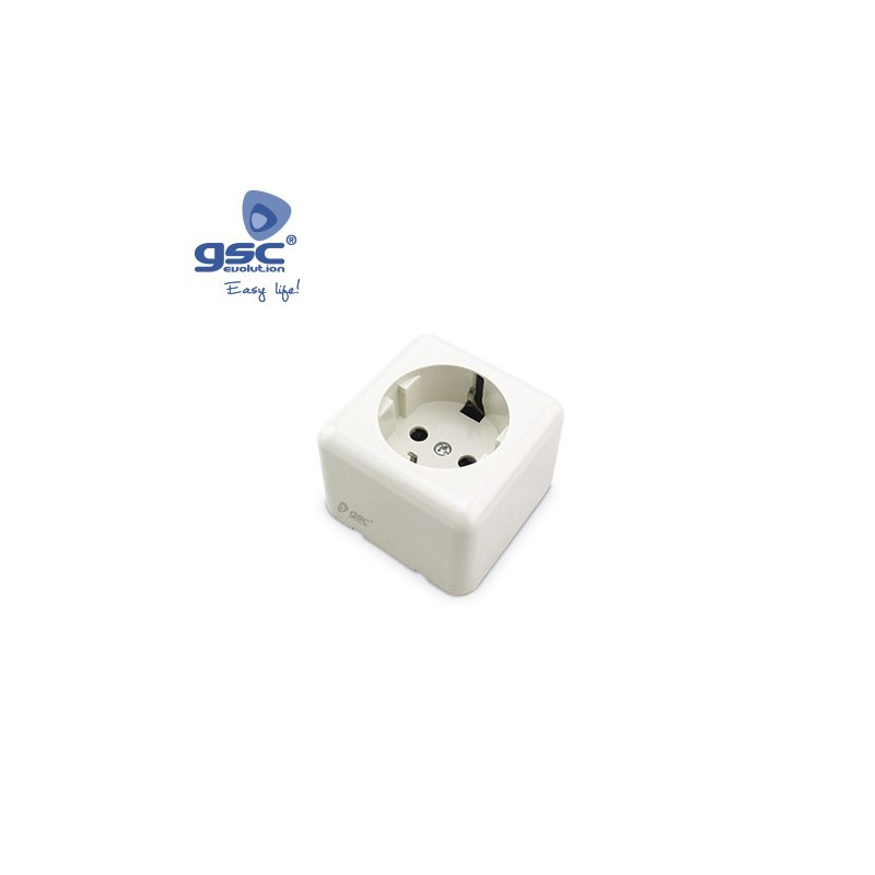 Mecanismo superficie Serie LG ALPHA Base Sucko 2P + TT lat. Blanco 65x65 16A GSC C10/200