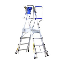 Escalera TELEFLY LIGHT tijera guardacuerpo 4 peldaños 2,15m altura, 1,52m desplegada SVELT