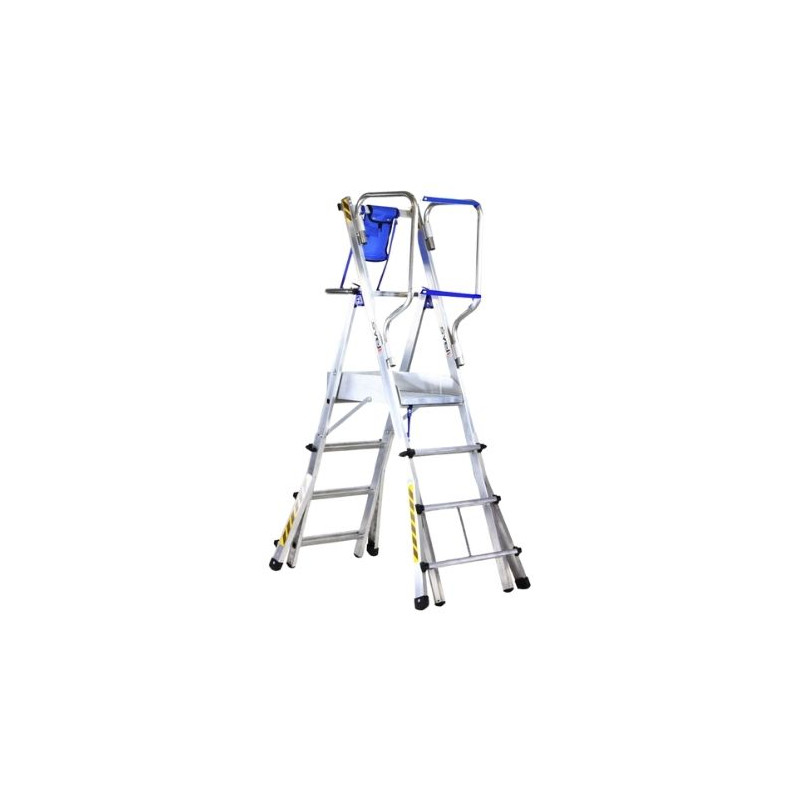 Escalera TELEFLY LIGHT tijera guardacuerpo 4 peldaños 2,15m altura, 1,52m desplegada SVELT
