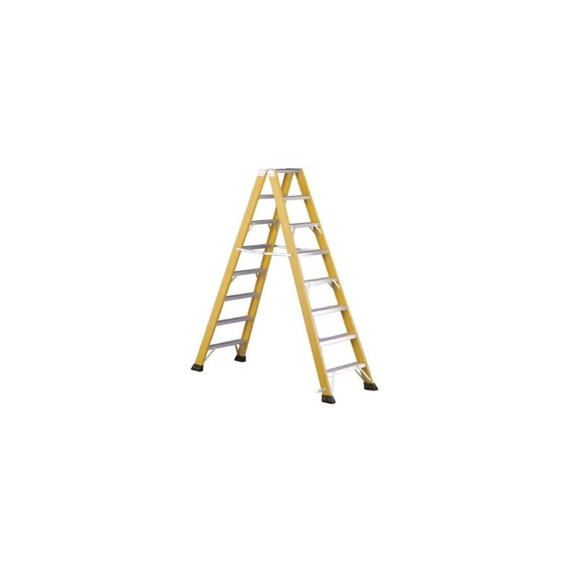 Escalera FIBRA DE VIDRIO doble subida 4 peldaños de 8cm 1,02m de altura 0,91m en tijera V6 SVELT