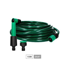 Kit manguera 15 metros Diámetro 5/8 pulgada 15mm (Antitorsión, 3 capas) Bairia NAVELIS