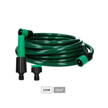 Kit manguera 25 metros Diámetro 5/8 pulgada 15mm (Antitorsión, 3 capas) Bairia NAVELIS