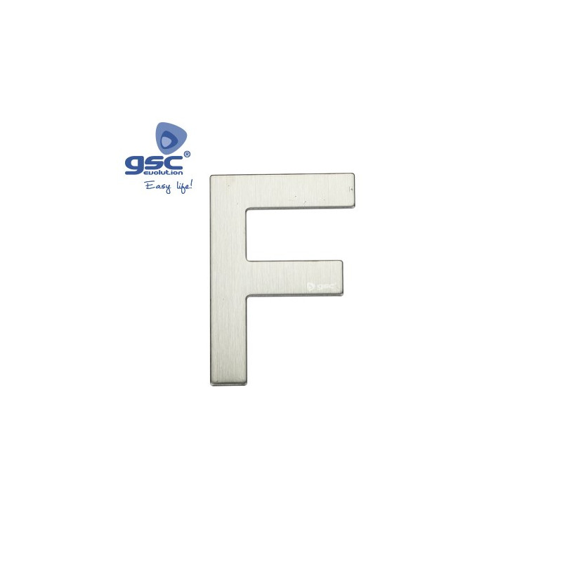 Letra puerta F acero inoxidable con adhesivos GSC C50/500