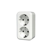 Mecanismo superficie Serie Delta Base Doble Sucko 2P + TT lat. Blanco 60,5x102mm 16A GSC