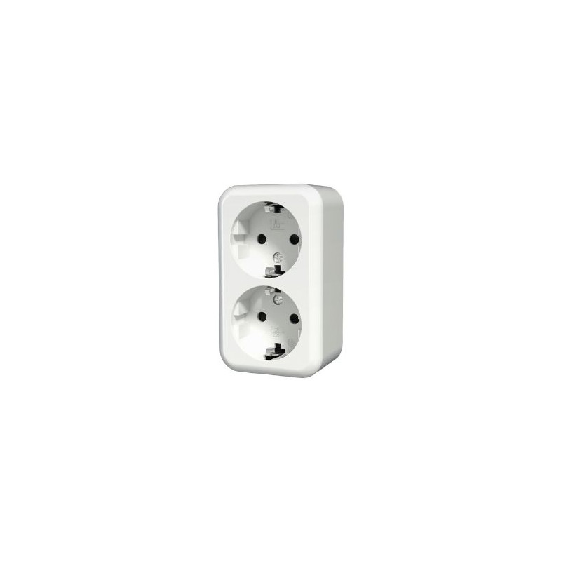 Mecanismo superficie Serie Delta Base Doble Sucko 2P + TT lat. Blanco 60,5x102mm 16A GSC