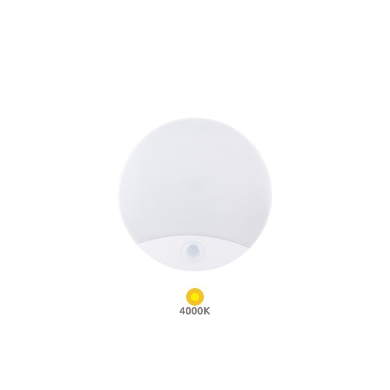 Aplique LED 10w 4000K Redondo Blanco Sensor Luz emergencia 1050Lm GSC