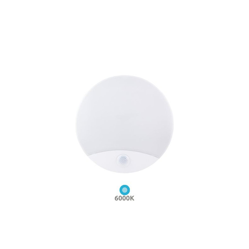 Aplique LED 10w 6000K Redondo Blanco Sensor Luz emergencia 1050Lm GSC