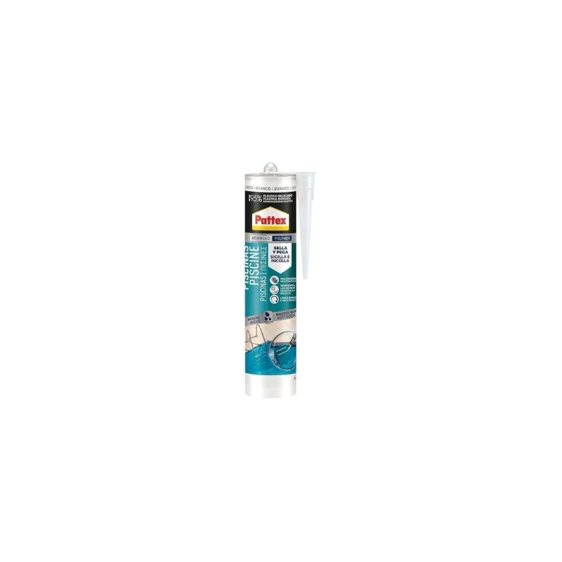 Pattex Silicona Polímero Pega y Sella para piscinas Cartucho 280ml Blanco