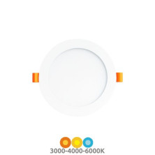 Downlight LED Redondo EMPOTRABLE 12w CCT Ajustable tono luz 1200Lm 168x7mm Blanco GORT SILVER