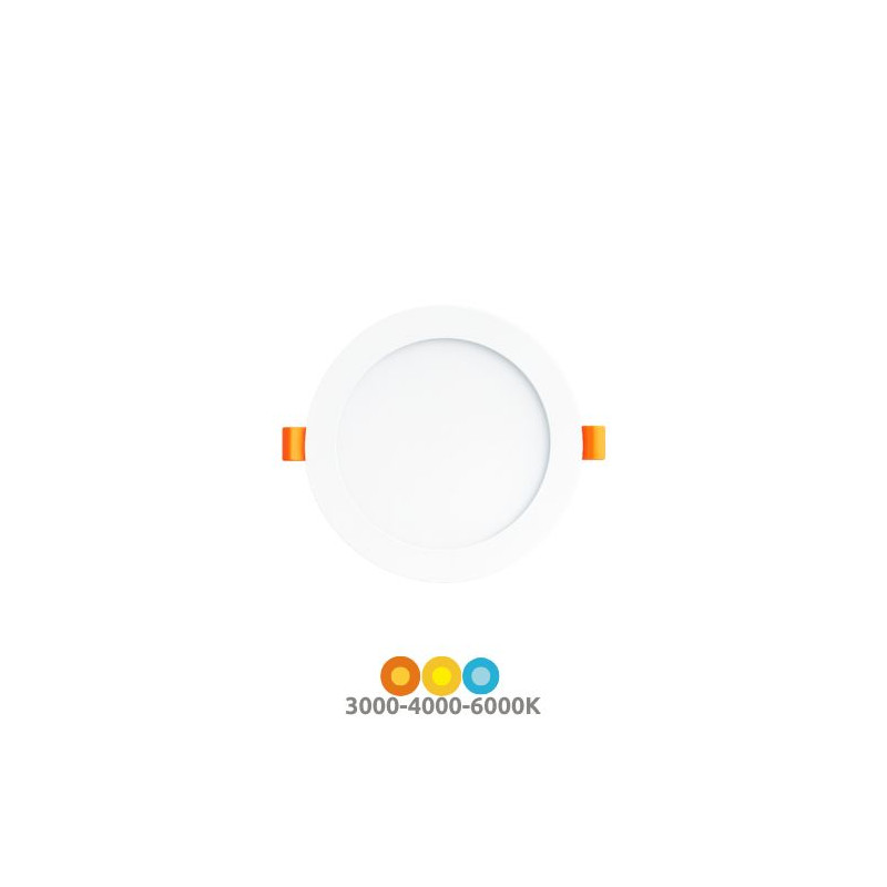 Downlight LED Redondo EMPOTRABLE 12w CCT Ajustable tono luz 1200Lm 168x7mm Blanco GORT SILVER