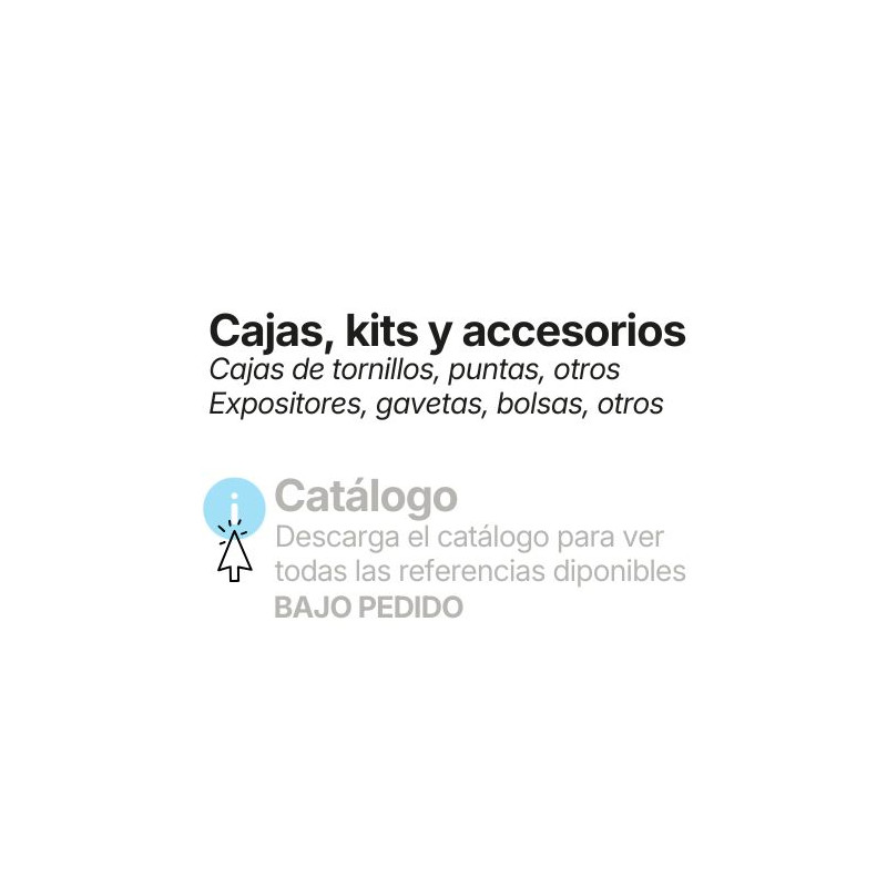 Tornillos en maletines surtidos y otros accesorios.