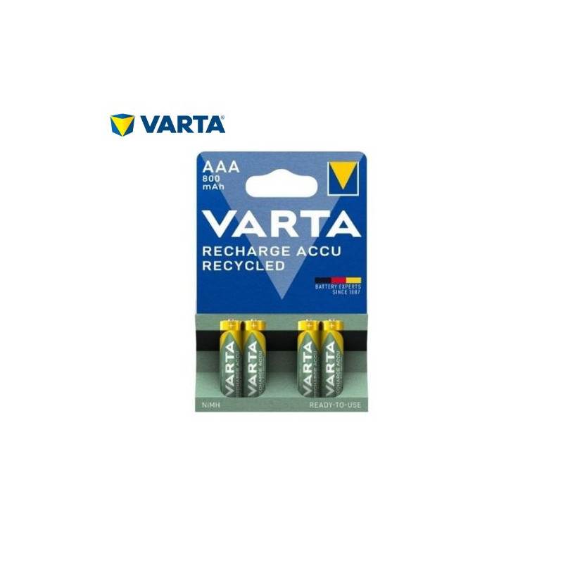 Pila Recargable AAA 1,2v 800 mAh Blister 4 pilas Ready to use VARTA