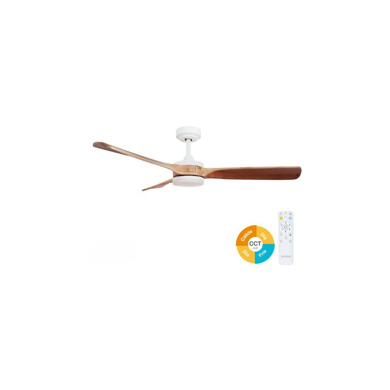 Ventilador de techo CCT Tono de luz ajustable y mando Diámetro 132cm 3 aspas Blanco Misstreta GSC