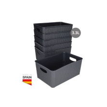 Cesto organizador plástico 3,3L 240x160x100mm Gris Pack de 6 unidades (Precio por unidad) GSC