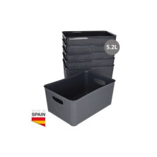 Cesto organizador plástico 5,2L Gris Pack de 6 unidades (Precio por unidad) GSC