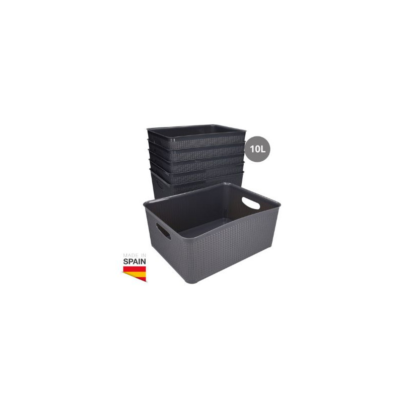 Cesto organizador plástico 10L Gris Pack de 6 unidades (Precio por unidad) GSC