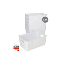 Cesto organizador plástico 3,3L 240x160x100mm Blanco Pack de 6 unidades (Precio por unidad) GSC