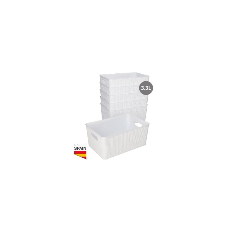 Cesto organizador plástico 3,3L 240x160x100mm Blanco Pack de 6 unidades (Precio por unidad) GSC
