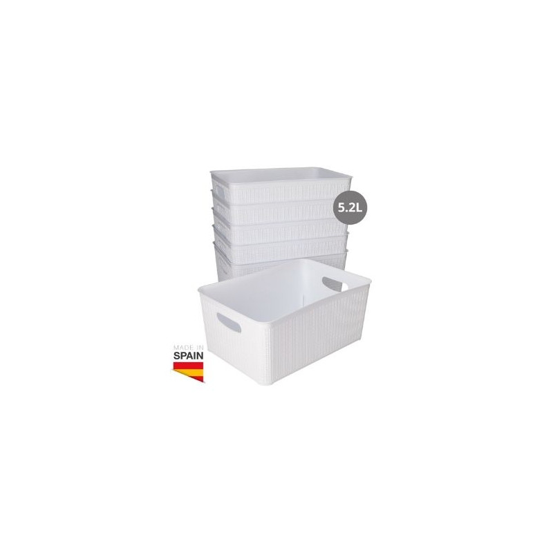 Cesto organizador plástico 5,2L Blanco Pack de 6 unidades (Precio por unidad) GSC