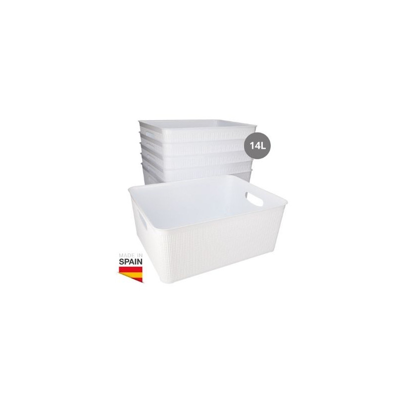 Cesto organizador plástico 14L Blanco Pack de 6 unidades (Precio por unidad) GSC
