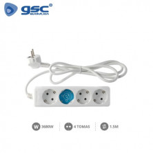 Base 4 Tomas TT 3x1,5mm 1,5 metros de cable Blanca (A) GSC C1/15