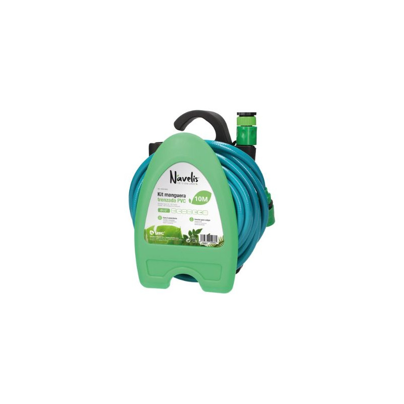 Kit manguera trenzada PVC 10m Diámetro 1/2 12mm para colgar en pared GSC