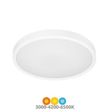Plafón techo LED Redondo REGULABLE 24w 3000-4200-6500K 1900Lm Diám.354x69mm c/mando Blanco Andra GSC