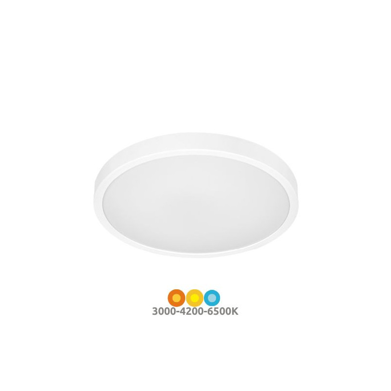 Plafón techo LED Redondo REGULABLE 36w 3000-4200-6500K 2800Lm Diám.415x69mm c/mando Blanco Andra GSC
