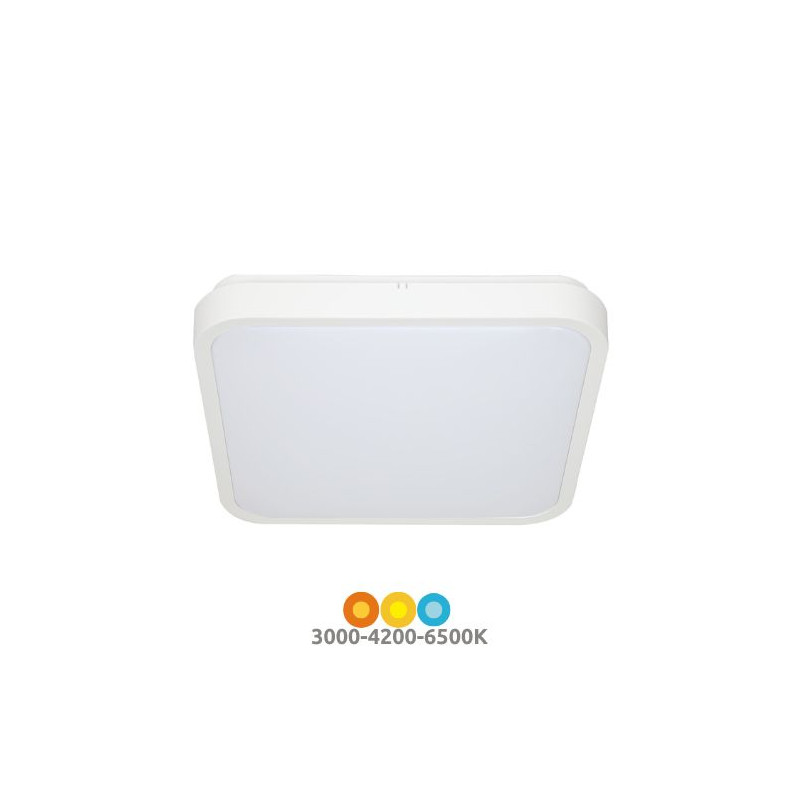 Plafón techo LED Cuadrado REGULABLE 36w 3000-4200-6500K 2800Lm 415x415mm c/mando Blanco Andra GSC