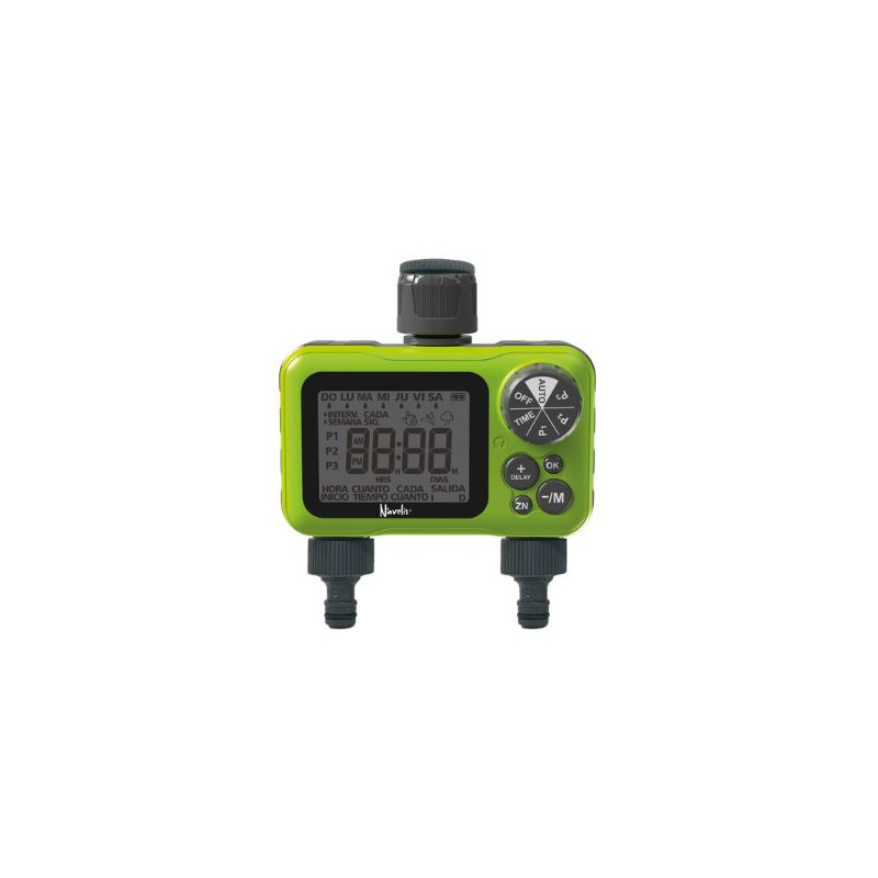 Programador de riego digital con 2 salidas (Funciona con 2 pilas AAA) IP54 NAVELIS