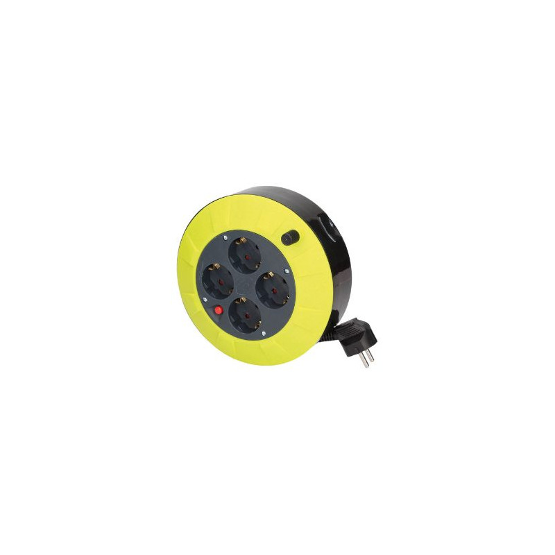Enrollacable 5m 3x1,5mm 4 tomas Schuko 16A IP20 220V GSC C1/10