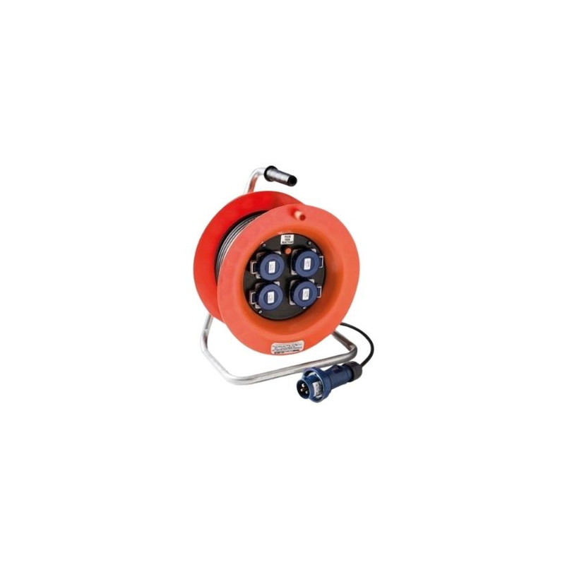 Enrollacable 30m 3x1,5mm 4 tomas Schuko con neopreno IP67 220V FAMATEL