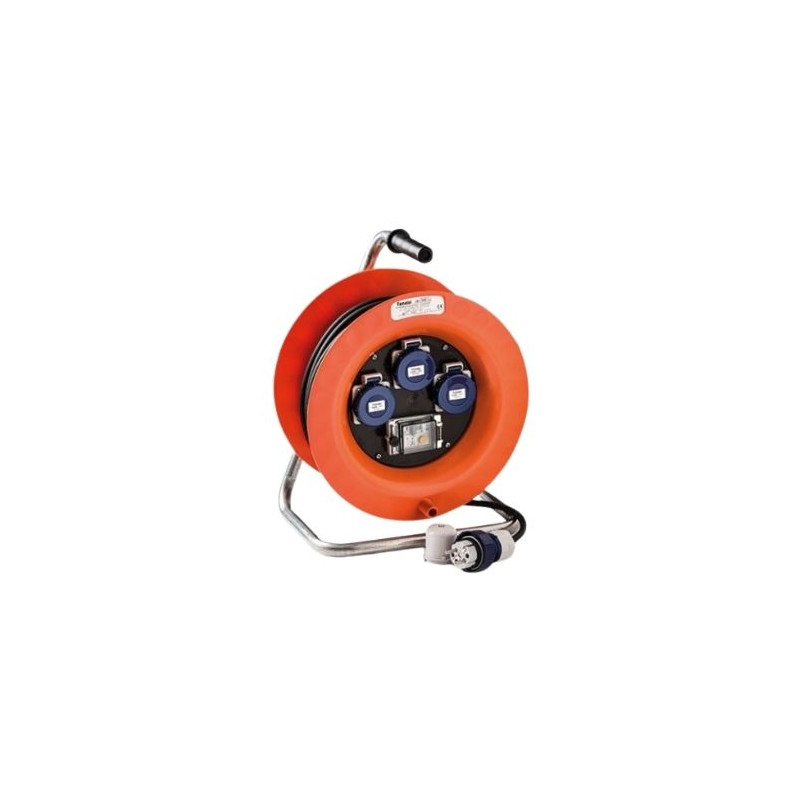 Enrollacable 30m 3x1,5mm 3 tomas Schuko y Diferencial con neopreno IP67 220V FAMATEL