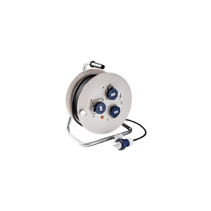 Enrollacable 25m 3x1,5mm 3 tomas Schuko con neopreno IP67 220V FAMATEL