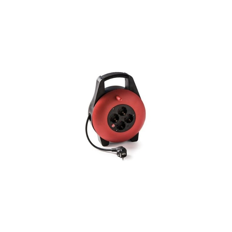 Enrollacable 10m 3x1,5mm 4 tomas Schuko con Disyuntor IP20 220V FAMATEL