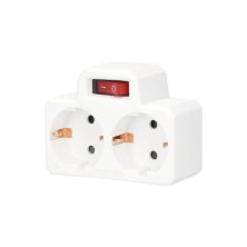Adaptador Doble con interruptor Blanco TT 16A-220V GSC C10/100