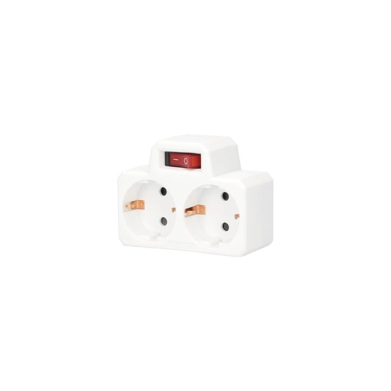Adaptador Doble con interruptor Blanco TT 16A-220V GSC C10/100