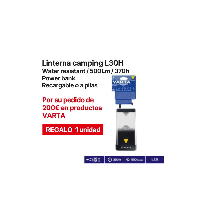 Linterna LED Outdoor H30R RECARGABLE Camping 500Lm Híbrida (Puede funcionar con 3 pilas AAA