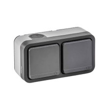 Mecanismo superficie estanco Serie AQUARIS Base Doble Horizontal 16A-220V IP55 FAMATEL