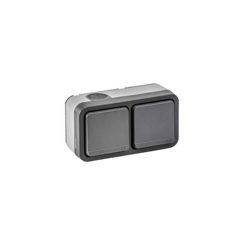 Mecanismo superficie estanco Serie AQUARIS Base Doble Horizontal 16A-220V IP55 FAMATEL